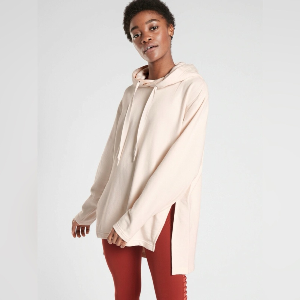 Athleta Women’s Terry Side-Slit Long Hoodie Sweatshirt - Cream - XS